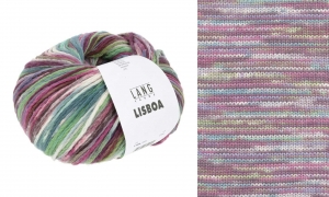 Lang Yarns Lisboa - Pelote de 100 gr - Coloris 0002 Prune/Fuchsia/Pétrole/Olive