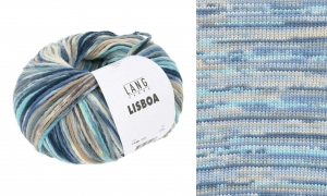 Lang Yarns Lisboa - Pelote de 100 gr - Coloris 0004 Bleu/Beige/Gris