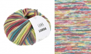 Lang Yarns Lisboa - Pelote de 100 gr - Coloris 0007 Rouge/Vert Foncé/Bleu/Jaune