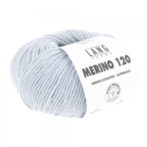 Lang Yarns Merino 120 - Pelote de 50 gr - Coloris 0152 Bleu Glace/Blanc Mouliné