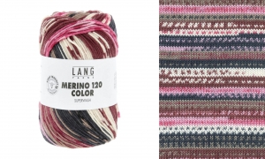 Lang Yarns Merino 120 Color - Pelote de 100 gr - Coloris 0009 Rose/Écru/Marron/Pink