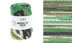 Lang Yarns Merino 120 Color - Pelote de 100 gr - Coloris 0010 Vert/Olive/Lémon/Écru