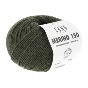 Lang Yarns Merino 150 - Pelote de 50 gr - Coloris 0198 Olive Foncé