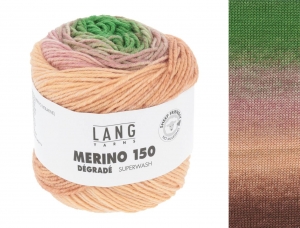 Lang Yarns Merino 150 Dégradé - Pelote de 50 gr - Coloris 0003 vert/bordeaux/saumon
