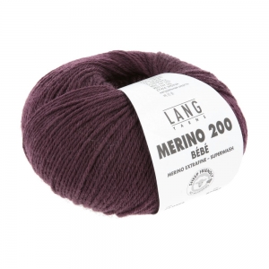 Lang Yarns Merino 200 Bebe - Pelote de 50 gr - Coloris 0364 Bordeaux