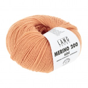 Lang Yarns Merino 200 Bébé - Pelote de 50 gr - Coloris 0459 Tangerine