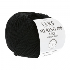 Lang Yarns Merino 400 Lace - Pelote de 25 gr - Coloris 0004 Noir