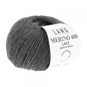 Lang Yarns Merino 400 Lace - Pelote de 25 gr - Coloris 0005 Gris Foncé Mélangé