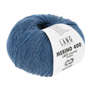 Lang Yarns Merino 400 Lace - Pelote de 25 gr - Coloris 0333 Jeans Clair Mélangé