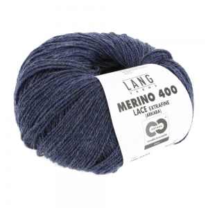 Lang Yarns Merino 400 Lace - Pelote de 25 gr - Coloris 0334 Jeans Foncé Mélangé