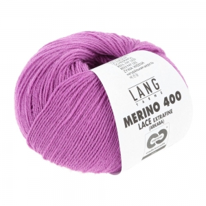 Lang Yarns Merino 400 Lace - Pelote de 25 gr - Coloris 0365 Hot Pink