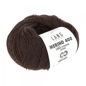 Lang Yarns Merino 400 Lace - Pelote de 25 gr - Coloris 0368 Marron Foncé Mélangé