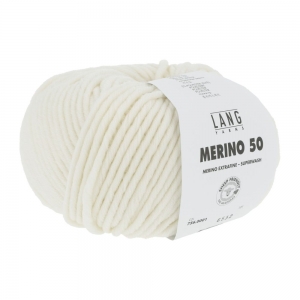 Lang Yarns Merino 50 - Pelote de 100 gr - Coloris 0001 Blanc