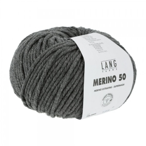 Lang Yarns Merino 50 - Pelote de 100 gr - Coloris 0005 Gris Foncé Mélangé