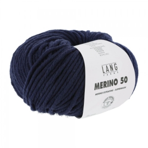 Lang Yarns Merino 50 - Pelote de 100 gr - Coloris 0035 Bleu Marine