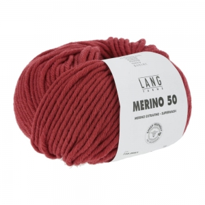 Lang Yarns Merino 50 - Pelote de 100 gr - Coloris 0061 Rouge Foncé