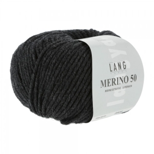Lang Yarns Merino 50 - Pelote de 100 gr - Coloris 0070 Anthracite Mélangé