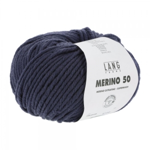 Lang Yarns Merino 50 - Pelote de 100 gr - Coloris 0110 Bleu Acier