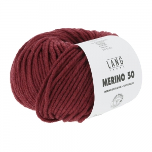 Lang Yarns Merino 50 - Pelote de 100 gr - Coloris 0362 Rouge Foncé Mélangé