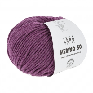 Lang Yarns Merino 50 - Pelote de 100 gr - Coloris 0366 Cyclamen Mélangé