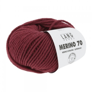 Lang Yarns Merino 70 - Pelote de 50 gr - Coloris 0362 Rouge Foncé Mélangé