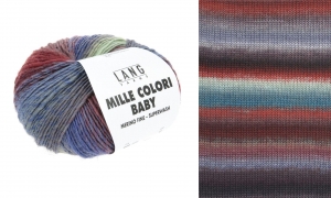 Lang Yarns Mille Colori Baby - Pelote de 50 gr - Coloris 0216 Turquoise/Bordeaux/Lavande