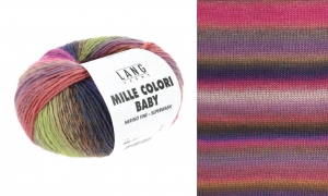 Lang Yarns Mille Colori Baby - Pelote de 50 gr - Coloris 0217 Rose Vif/Violet/Vieux Rose