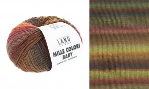 Lang Yarns Mille Colori Baby - Pelote de 50 gr - Coloris 0218 Marron/Vert Forêt/Aubergine