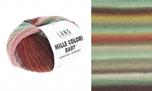Lang Yarns Mille Colori Baby - Pelote de 50 gr - Coloris 0219 Turquoise Clair/Aubergine/Melon