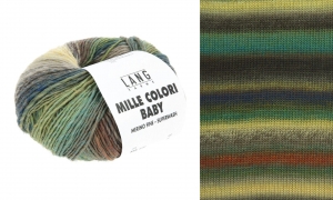 Lang Yarns Mille Colori Baby - Pelote de 50 gr - Coloris 0220 Marine/Jaune Baby/Émeraude