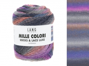 Lang Yarns Mille Colori Socks & Lace Luxe - Pelote de 100 gr - Coloris 0218 Violet/Gris/Cyclamen