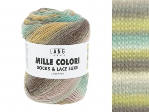 Lang Yarns Mille Colori Socks & Lace Luxe - Pelote de 100 gr - Coloris 0222 Menthe/Ocre/Olive