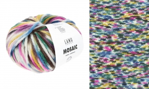 Lang Yarns Mosaic - Pelote de 100 gr - Coloris 0008 Émeraude/Rose Vif/Bleu/Maïs
