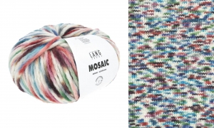 Lang Yarns Mosaic - Pelote de 100 gr - Coloris 0010 Turquoise/Rouge/Vert/Mauve
