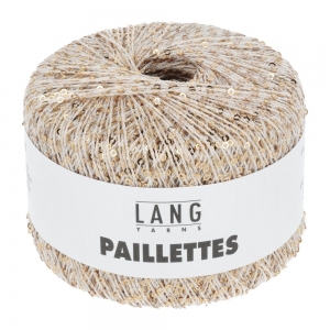 Lang Yarns Paillettes - Pelote de 25 gr - Coloris 0002 Blanc/Or