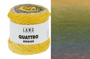 Lang Yarns Quattro Dégradé - Pelote de 100 gr - Coloris 0007 Jaune/Vert/Vieux Rose