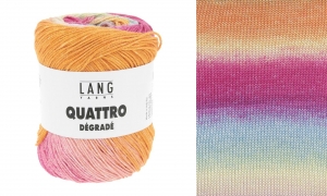 Lang Yarns Quattro Dégradé - Pelote de 100 gr - Coloris 0018 Orange/Baie/Jaune