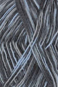 Lang Yarns Super Soxx Color 4 Fils - Pelote de 100 gr - Coloris 0245 Jeans/Gris 1101 Blueberry