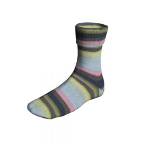 Lang Yarns Super Soxx Color 4-ply - Pelote de 100 gr - Coloris 0500 Bleu Clair/Rose/Lémon 1142 Tennis