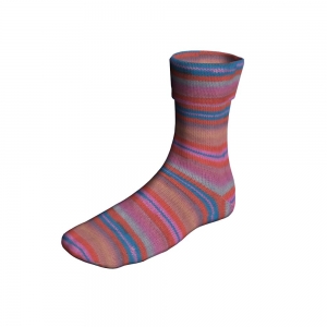 Lang Yarns Super Soxx Color 4-ply - Pelote de 100 gr - Coloris 0521 Orange/Bleu/Rose 1145 Celebration