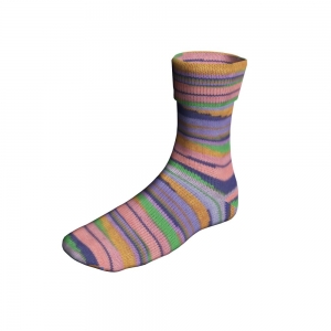 Lang Yarns Super Soxx Color 4-ply - Pelote de 100 gr - Coloris 0537 Rose/Lilas//Vert/Orange 1148 Saltfjorden