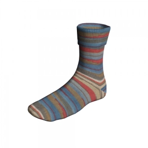 Lang Yarns Super Soxx Color 4-ply - Pelote de 100 gr - Coloris 0540 Marron/Bleu/Beige/Brique 1148 Reinefjord