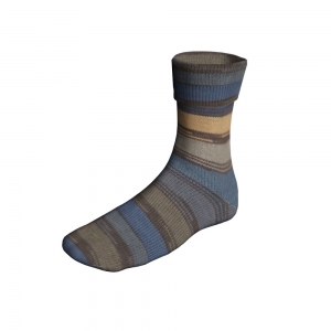 Lang Yarns Super Soxx Merino Color 4-ply - Pelote de 100 gr - Coloris 0524 Blue Foncé/Marron Foncé 1146 Metall