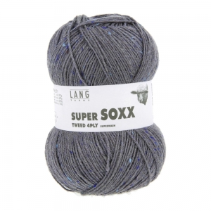 Lang Yarns Super Soxx Tweed 4ply - Pelote de 100 gr - Coloris 0005 Gris Foncé