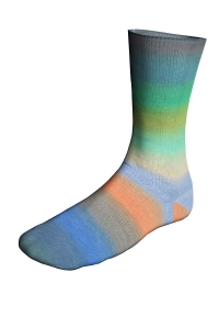 Lang Yarns Twin Soxx Merino 4-ply - Pelote de 100 gr - Coloris 0558 Turquoise/Lila/Orange 1151 Meadow