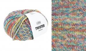 Lang Yarns Twister - Pelote de 100 gr - Coloris 0001 Bleu Clair/Orange/Lavande