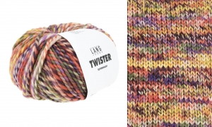 Lang Yarns Twister - Pelote de 100 gr - Coloris 0004 Orange/Aubergine/Maïs