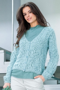 151/23 Modèle Cardigan à point fantaisie en Plassard Tweet