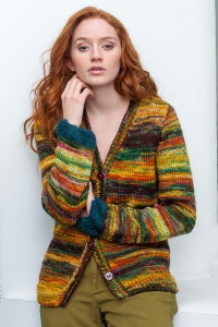 151/27 Modèle Cardigan à bas de manches fantaisie en Plassard Arty et Tweet