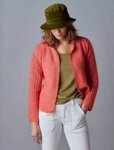 173/08 Modèle Cardigan à lisière fantaisie au crochet en Plassard Algasoie Unie et Sidéral